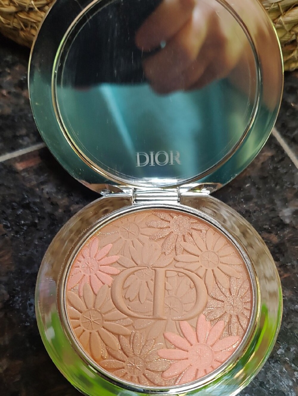 Dior Floral Leather Compact Mirror - White - Picture 2 of 3